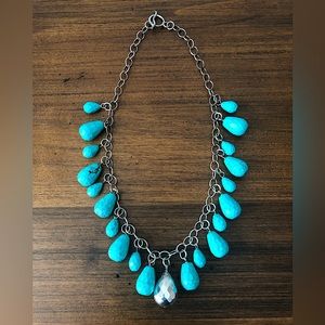 Gorgeous SIMON SEBBAG faceted solid Turquoise and .925 Silver beaded necklace.